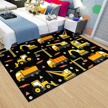 Car Track Rug Construction Play Mat Car Rug for Boys Room Kids Rugs for Playroom Construction Mat for Kids Car Rug for Boys Room Construction Decor for Boys Room,Black 3'×5' - LeafyLoom