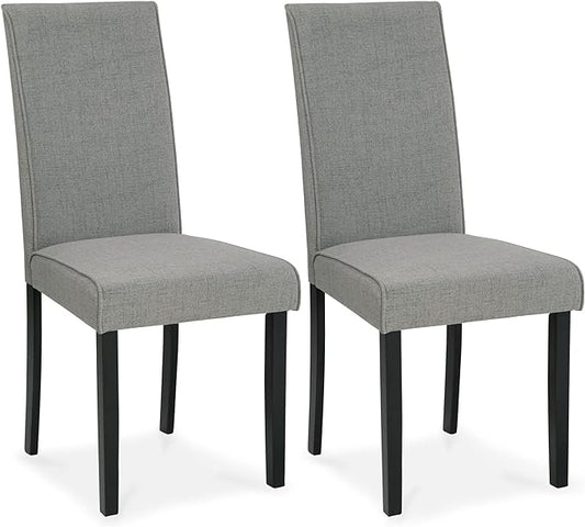 Signature Design by Ashley Kimonte Upholstered 19" Parsons Dining Chair, 2 Count, Dark Gray - LeafyLoom