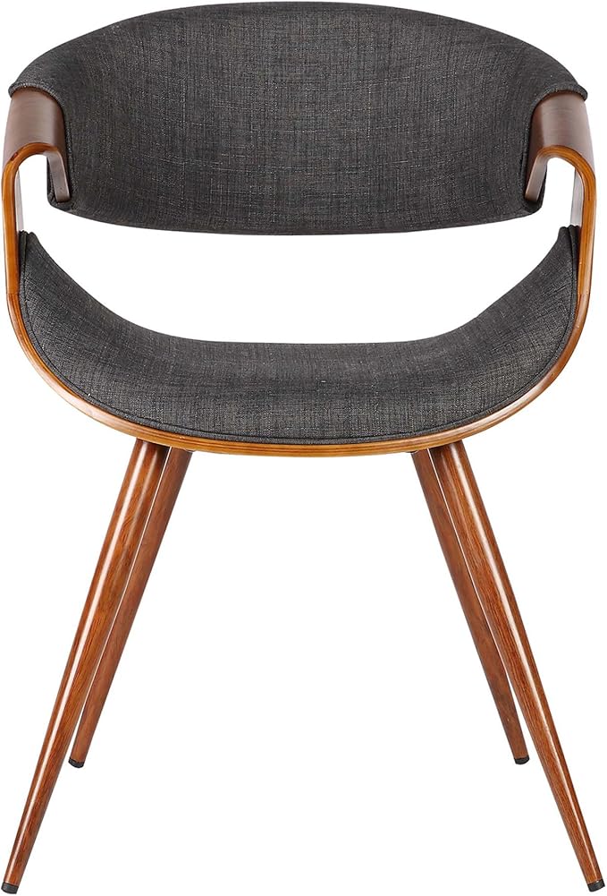 Armen Living Butterfly Dining Chair in Charcoal Fabric and Walnut Wood Finish 22D x 21W x 29H in - LeafyLoom