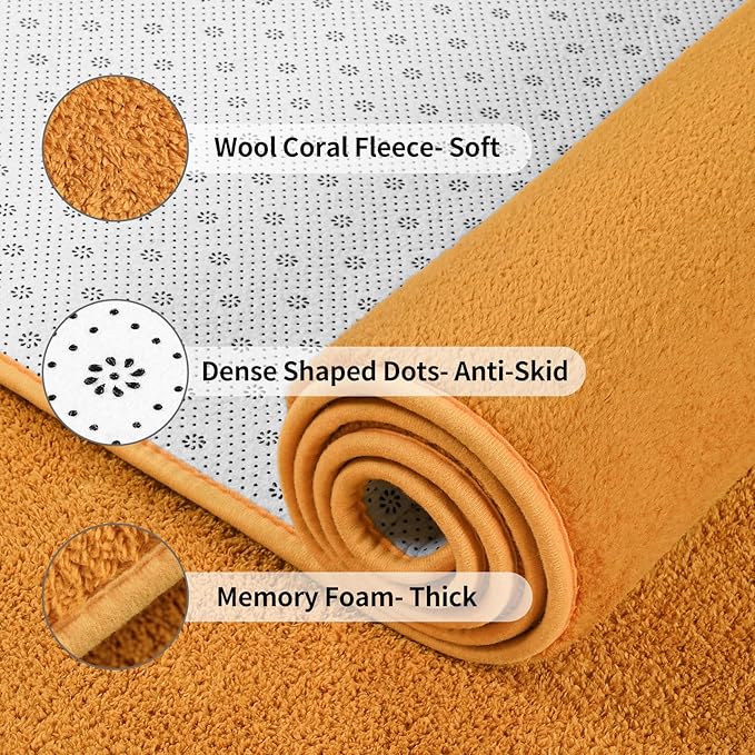 Area Rugs for Bedroom Living Room, 6x9 Orange Super Soft Comfy Thickened Memory-Foam Indoor Carpets, Modern Aesthetic Minimalist Carpet for Boys Girls Adults Apartment Nursery Home Décor - LeafyLoom