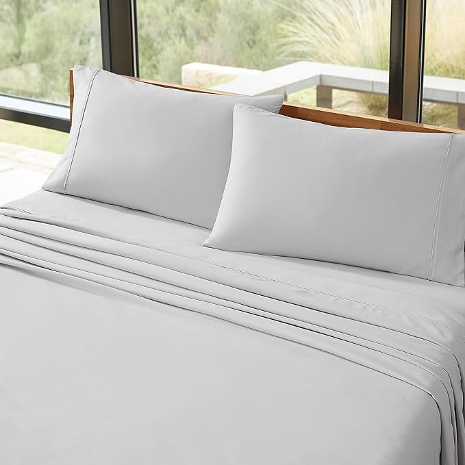 UGG 14046 Alahna Cali King Bed Sheets and Pillowcases 4-Piece Luxury Machine Washable Deep Pockets Wrinkle-Resistant Breathable Cozy Comfort Silky Cooling Sheets, California King, Stone - LeafyLoom