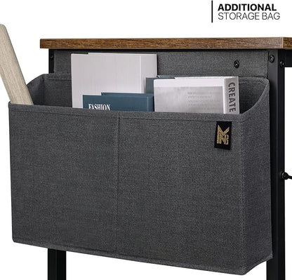 MoNiBloom Home Office Gaming Desk, 55 Inches Computer Study Table with A Storage Bag, Rustic Brown - LeafyLoom