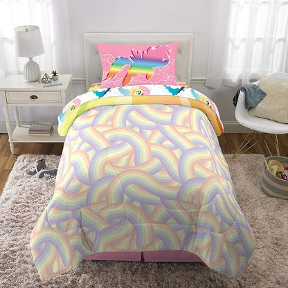 Franco Kids Bedding Super Soft Microfiber Comforter and Sheet Set, 4 Piece Twin Size, My Little Pony - LeafyLoom