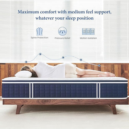 Coolvie Full Size Mattress, 12 Inch Medium Feel Full Mattress in a Box, Hybrid Construction Individual Pocket Springs with Memory Foam, Cooler Sleep with Pressure Relief and Support - LeafyLoom