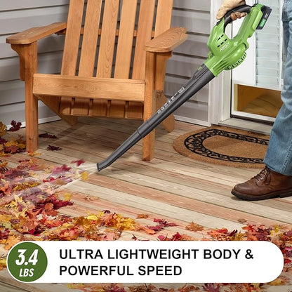 Leaf Blower Cordless- 20V 5.0 Battery-Powered Leaf Blower, 80-150MPH, Upgraded Motor and Mini Electric Leaf Blower with Charging Seat for Use in The Yard or Lawn - LeafyLoom