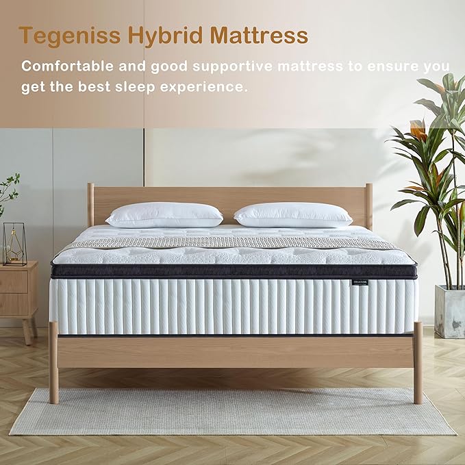 Queen Mattress, 10 Inch Innerspring Hybrid Mattress in a Box with Gel Memory Foam, Individually Wrapped Encased Coil Pocket Spring Mattress, Pressure Relief, Medium Firm Support,60"*80"*10" - LeafyLoom