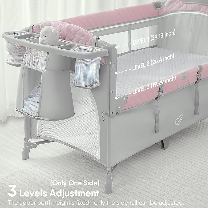 BabyBond Baby Bassinet Bedside Crib, Pack and Play with Sheet, Diaper Changing Table and Music Mobile from Newborn to Toddles, Portable Large Playard - LeafyLoom