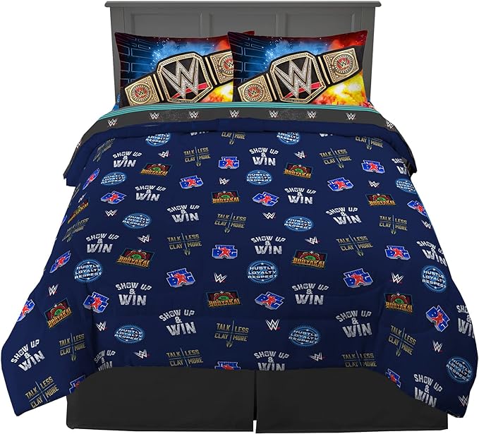 Franco Kids Bedding Super Soft Comforter and Sheet Set, 5 Piece Full Size, WWE - LeafyLoom