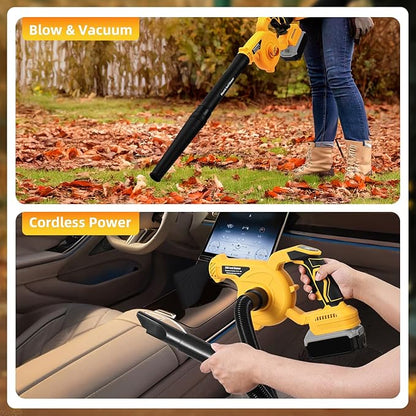 Leaf Blower Cordless for Dewalt Battery: 2-in-1 Portable Leaf Blower & Vacuum Cleaner for Dewalt 20V Max Battery, with Brushless Motor for Lawn Care/Dust/Pet Hair (Battery Not Included) - LeafyLoom