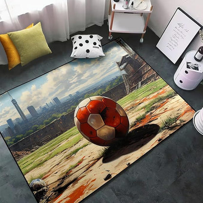 Football Rug - Football Decor for Boys Bedroom Soccer Rug for Play Area Football Printed Rug for Kids Room Basketball Rugs for Teen Boys Bedroom Playmat Area Rugs for Kids Rooms,4'×5' - LeafyLoom