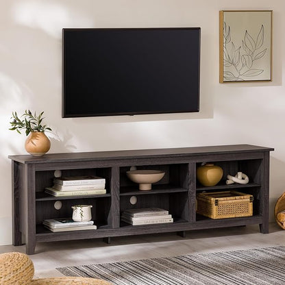 Walker Edison Wren Classic 6 Cubby TV Stand for TVs up to 80 Inches, 70 Inch, Charcoal - LeafyLoom