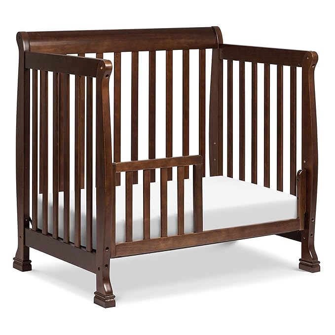 DaVinci Kalani 4-in-1 Convertible Mini Crib in Espresso | Greenguard Gold Certified - LeafyLoom