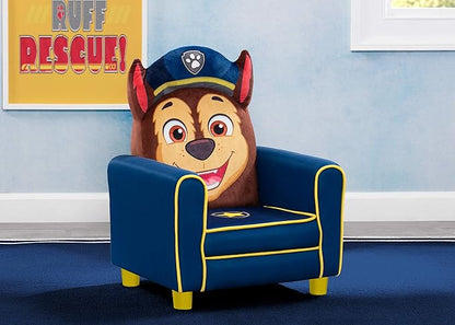 Delta Children Figural Upholstered Kids Chair, Nick Jr. PAW Patrol Chase,Wood, Blue - LeafyLoom