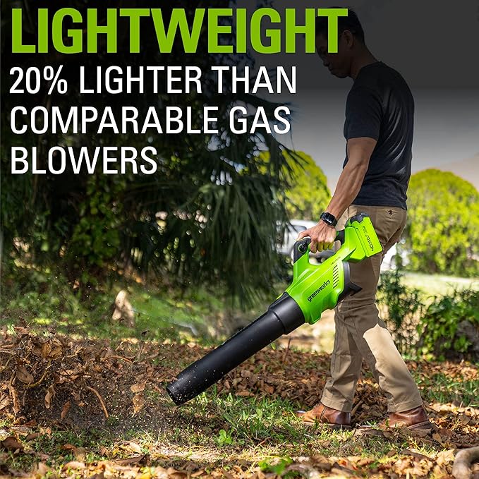 Greenworks 40V (120 MPH / 500 CFM / 75+ Compatible Tools) Cordless Axial Leaf Blower, Tool Only - LeafyLoom