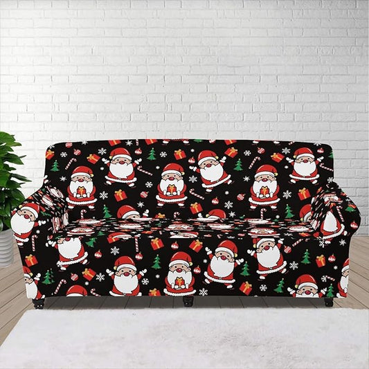 FKELYI Christmas Decorations Indoor Easy Going Stretch Sofa Slipcover Santa Claus Sofa Couch Cover Comfortable Furniture Protector L FKELYI