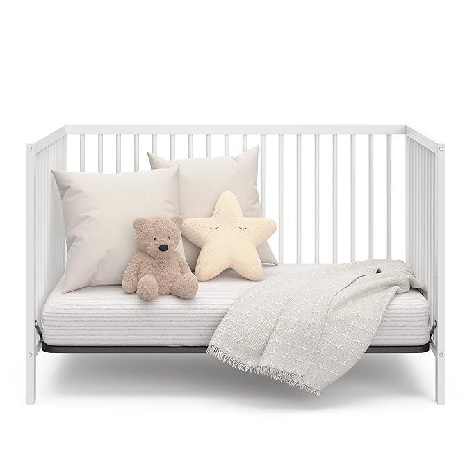 Graco Teddi 5-in-1 Convertible Crib (White) – GREENGUARD Gold Certified, Converts to Daybed, Toddler & Twin Bed with Headboard and Footboard, Adjustable Mattress Height - LeafyLoom