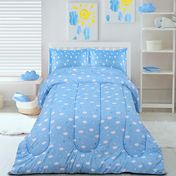 Utopia Bedding All Season Cloud Comforter Set with 2 Pillow Cases, 3 Piece Soft Brushed Microfiber Kids Bedding Set for Boys/Girls, Machine Washable (Twin) - LeafyLoom