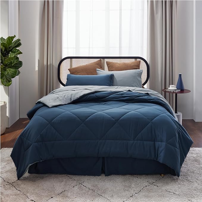 Bedsure Navy Twin XL Comforter Set - 5 Pieces Reversible Twin XL Bedding Sets, Navy Bed Set with Comforters, Sheets, Pillowcase & Sham - LeafyLoom