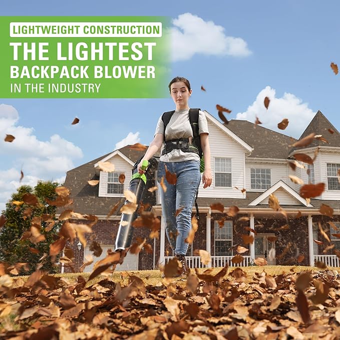 Greenworks 40V (175 MPH / 710 CFM) Dual Port Cordless Brushless Backpack Leaf Blower, (2) 8.0Ah Battery and Charger Included - LeafyLoom