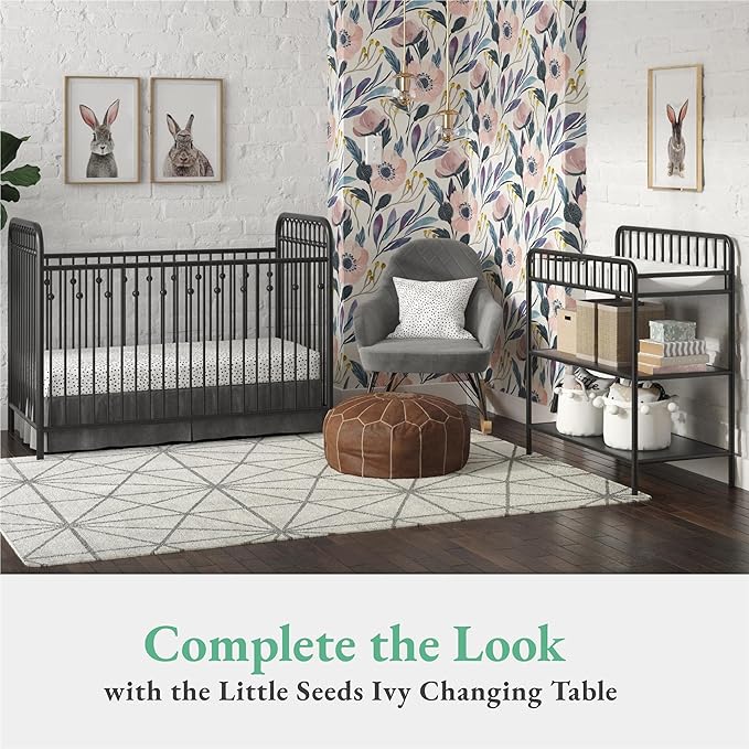 Little Seeds Monarch Hill Ivy Metal Baby Crib, Black - LeafyLoom