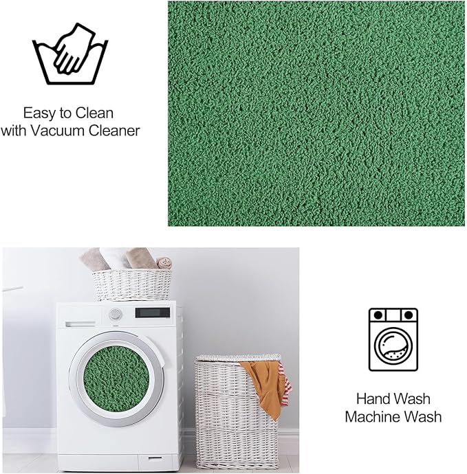 Area Rugs for Bedroom Living Room, 4x6 Green Super Soft Comfy Thickened Memory-Foam Indoor Carpets, Modern Aesthetic Minimalist Carpet for Boys Girls Adults Apartment Nursery Home Décor - LeafyLoom