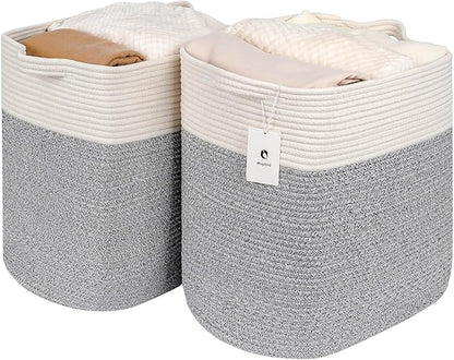 Hamper Toy Storage Collapsible Laundry Bin, Medium Fabric Organizer, 2pack - Silver Gray - LeafyLoom