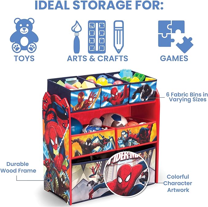 Delta Children Multi-Bin Toy Organizer, Marvel Spider Man - LeafyLoom