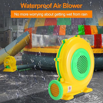 Bounce House Blower, 750W 1HP Commercial Air Blower with Double-Sided Fan Blade Design, Strong Wind and Great Heat Dissipation Properties for Medium and Large Bouncy Castle, Jump Slides, Arch - LeafyLoom