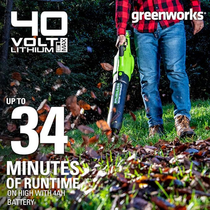 Greenworks 40V (550 CFM / 130 MPH) Brushless Axial Blower + Trimmer, 4.0Ah USB Battery and Charger Included - LeafyLoom