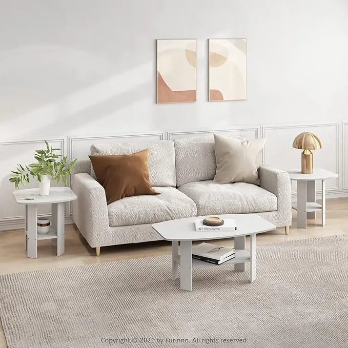 Furinno Simple Design, Coffee Table, White - LeafyLoom