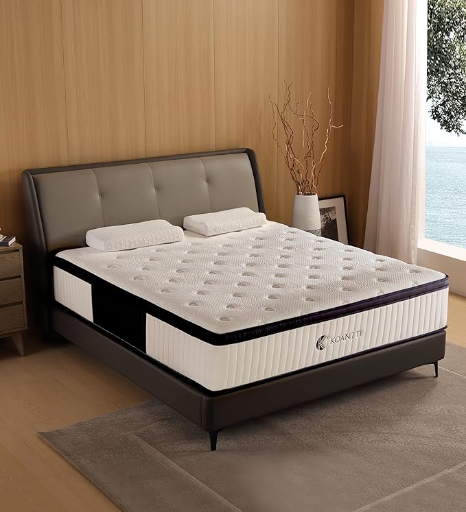 King Size Mattress,14 Inch Memory Foam Hybrid White King Mattresses,Pocket Spring King Mattress in a Box for Sleep Supportive Pressure Relief,Medium Firm Mattress. - LeafyLoom