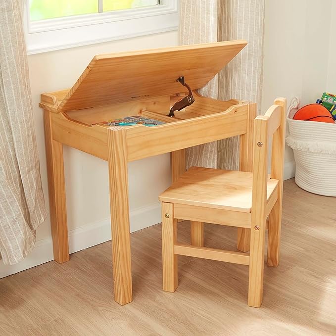 Melissa & Doug Wooden Lift-Top Desk & Chair - Honey - LeafyLoom