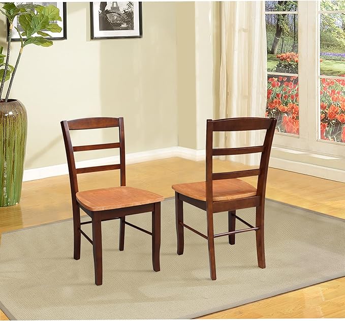 International Concepts Pair of Madrid LadderBack Chairs, Cinnamon/Espresso - LeafyLoom