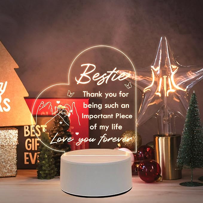 to My Bestie Gifts, Best Friend Birthday Gifts Night Light, Friendship Gifts for Women Friends, Best Friend Christmas Valentines Day Gift - LeafyLoom