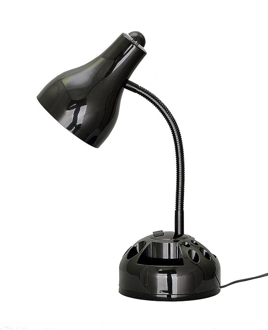 Aspen Creative 40041, 1-Light High Organizer Desk Lamp with Metal Lamp Shade and Rotary Switch, Modern Design in Black, 19" High - LeafyLoom