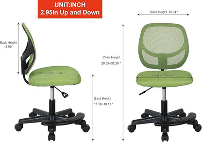 Amazon Basics Kids Adjustable Mesh Low-Back Swivel Study Desk Chair with Footrest, Green - LeafyLoom