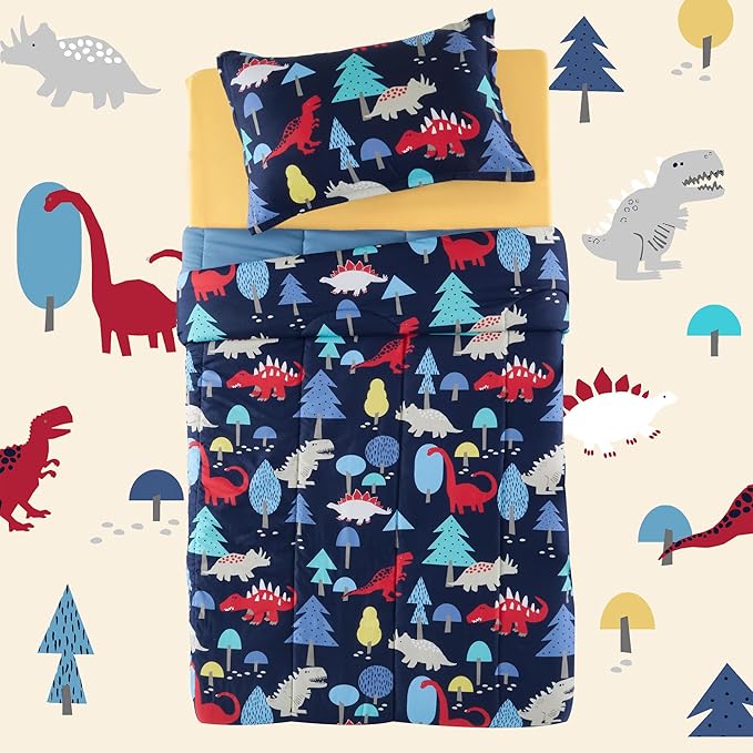 SLEEP ZONE Kids Bedding Twin Comforter Set - Cute Printed for Boys, Girls, Teens, Super Soft, Fade Resistant (Dinosaur Land, Twin) - LeafyLoom