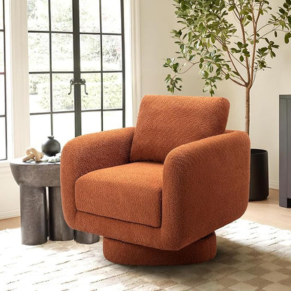 COLAMY Swivel Accent Chairs Set of 2, 32Inches Wide Upholstered Armchair with Plush Back Pillow for Living Room, Modern Sofa Corner Chair for Nursery/Living Room/Bedroom-Orange - LeafyLoom