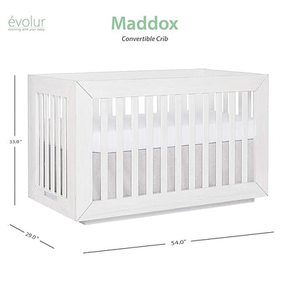 Dream On Me Evolur Maddox Modern Crib, Weathered White - LeafyLoom