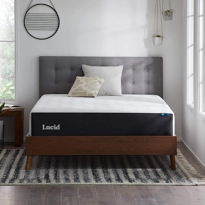 LUCID 12 Inch Memory Foam Mattress - Medium Feel - Memory Foam Infused with Bamboo Charcoal - Gel Infusions - CertiPUR-US Certified - Breathable - California King - LeafyLoom