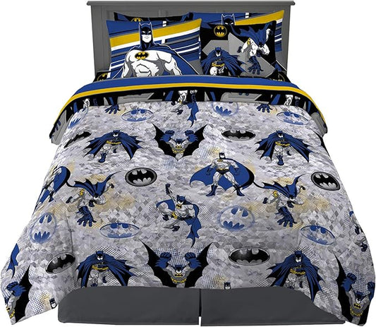 Franco Kids Bedding Super Soft Comforter and Sheet Set with Sham, 7 Piece Full Size, Batman - LeafyLoom