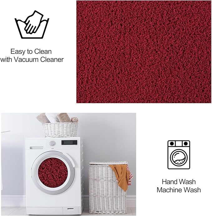 Area Rugs for Bedroom Living Room, 4x6 Rose Red Super Soft Comfy Thickened Memory-Foam Indoor Carpets, Modern Aesthetic Minimalist Carpet for Boys Girls Adults Apartment Nursery Home Décor - LeafyLoom