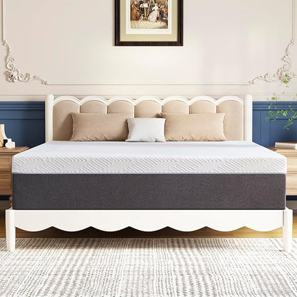 King Mattress 14 inch No Fiberglass Gel Memory Foam King Size Mattress in a Box of Foams and Fabric for Cooling Pressure Relief Sleep, 80" X 76" X 14", Medium, Firm - LeafyLoom