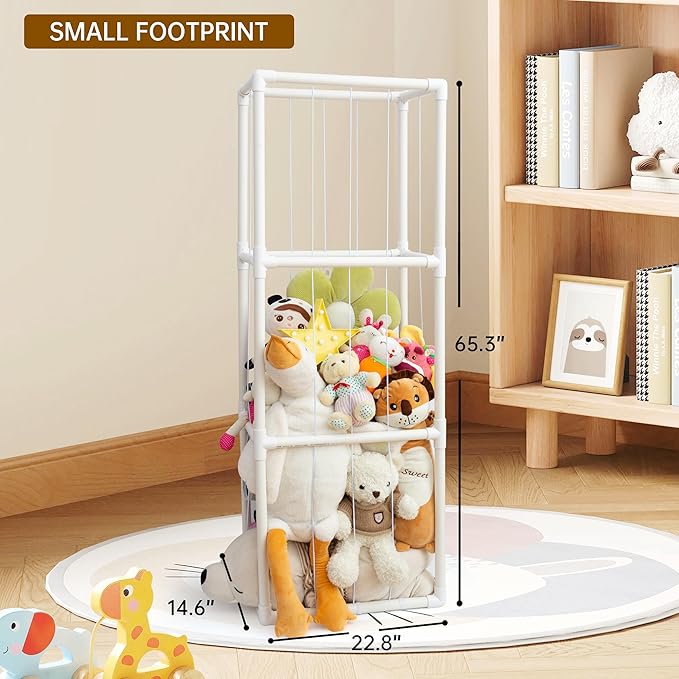 X-Large Stuffed Animal Zoo Storage Holder Stuffed Animal Storage Display Ideas PVC Plush with Bottom Net Toy Organizer Shelf Zoo Storage Cage for Doll Room Gift Play Room Nursery - LeafyLoom