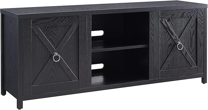 Henn&Hart Rectangular TV Stand for TV's up to 65" in Black, Electric Fireplace TV Stands for the Living Room - LeafyLoom