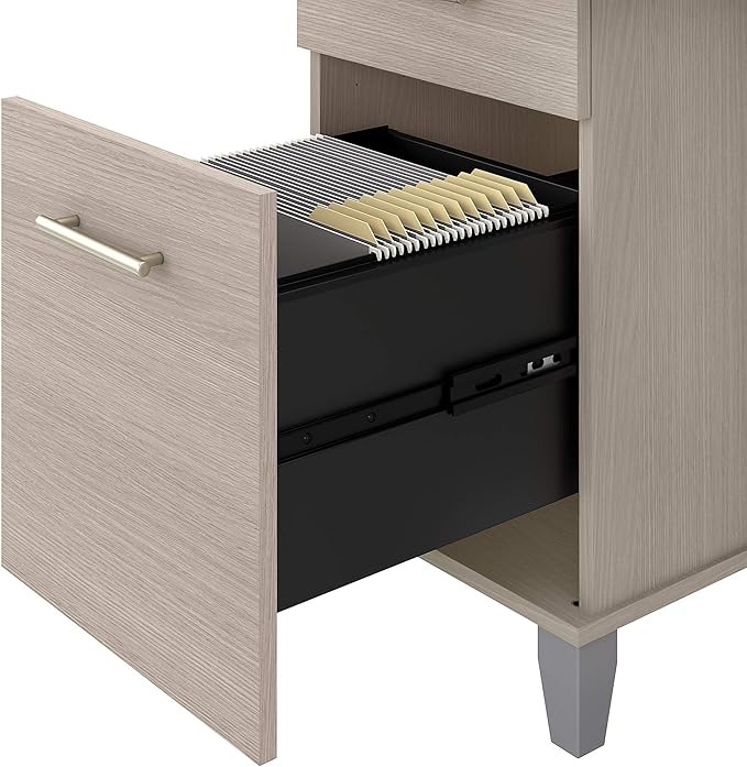 Bush Furniture Somerset 72W Office Desk with Drawers and Hutch in Sand Oak - LeafyLoom