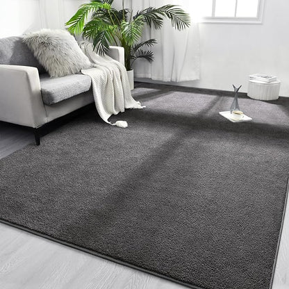 Area Rugs for Bedroom Living Room, 4x6 Dark Grey Super Soft Comfy Thickened Memory-Foam Indoor Carpets, Modern Aesthetic Minimalist Carpet for Boys Girls Adults Apartment Nursery Home Décor - LeafyLoom