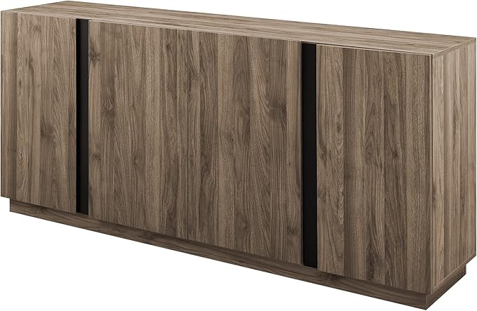 Walker Edison Liss Contemporary 4-Door Minimalist Sideboard, 70 Inch, Slate Grey - LeafyLoom