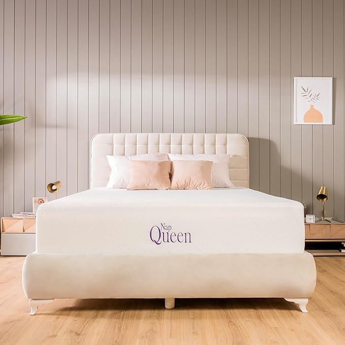 NapQueen Queen Mattress, 12 Inch Elizabeth Cooling Gel Memory Foam Mattress, Queen Bed Mattress in a Box, CertiPUR-US Certified, Medium Firm, Breathable Soft Fabric Cover - LeafyLoom