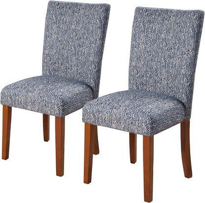 HomePop Parsons Classic Upholstered Accent Dining Chair, Set of 2, Navy - LeafyLoom